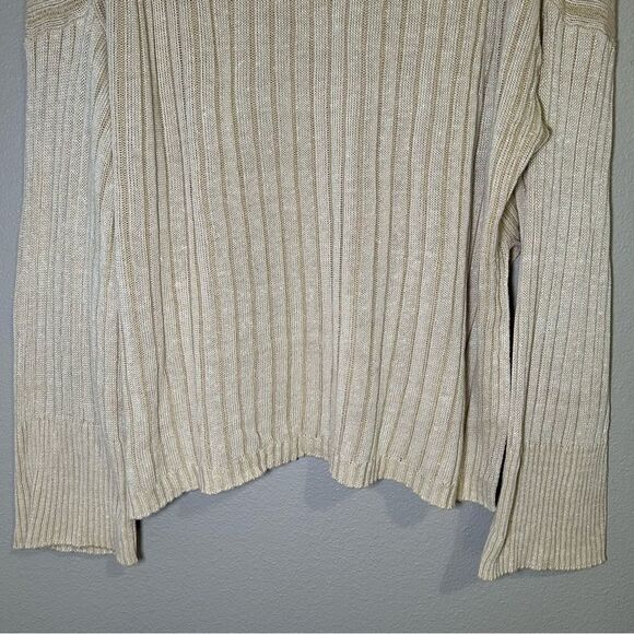 J. Crew neutral relaxed cotton linen blend collared sweater women’s size L XL - Picture 9 of 13